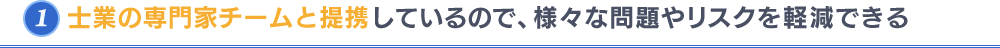 士業の専門家チームと提携しているので、様々な問題やリスクを軽減できる